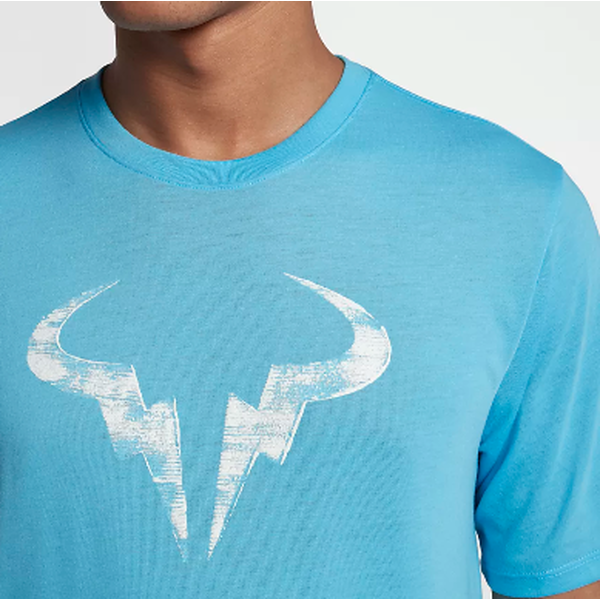 テニスショップラリー / NIKE(ナイキ) メンズ テニス半袖 Tシャツ ナイキコート Dri-FIT ラファ  913490(438:ラグーンパルス/ホワイト) S