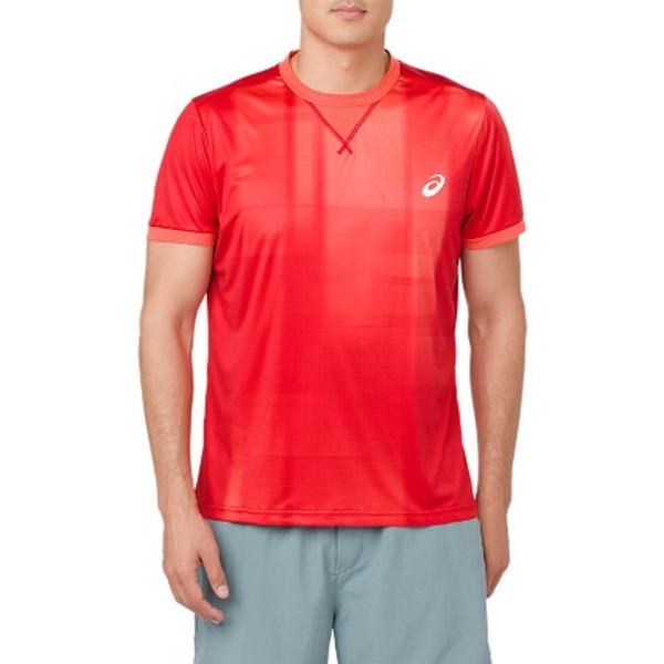 テニスショップラリー / 【SALE50%OFF】asics(アシックス) テニスウェア メンズ ゲームシャツ グラフィックショートスリーブトップ  154406/1254 ゴーストシャドーコーラルオレンジ【ゆうパケット対応可】