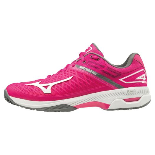 テニスショップラリー Mizuno ミズノ レディースオムニ クレーコート用テニスシューズ ウェーブエクシードツアー4 Oc 61gb7260 60 ピンク ホワイト グレー